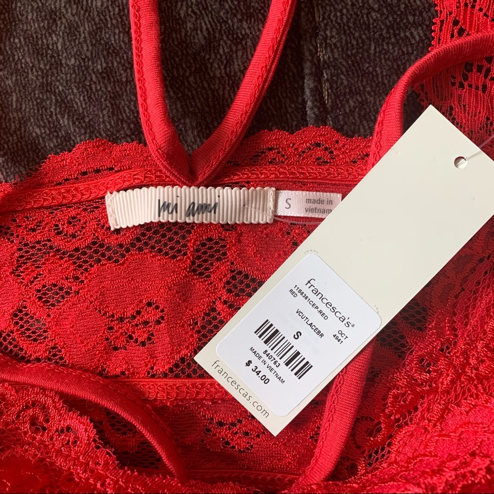 Red V Cut Lace Bralette - Picture 4 of 6